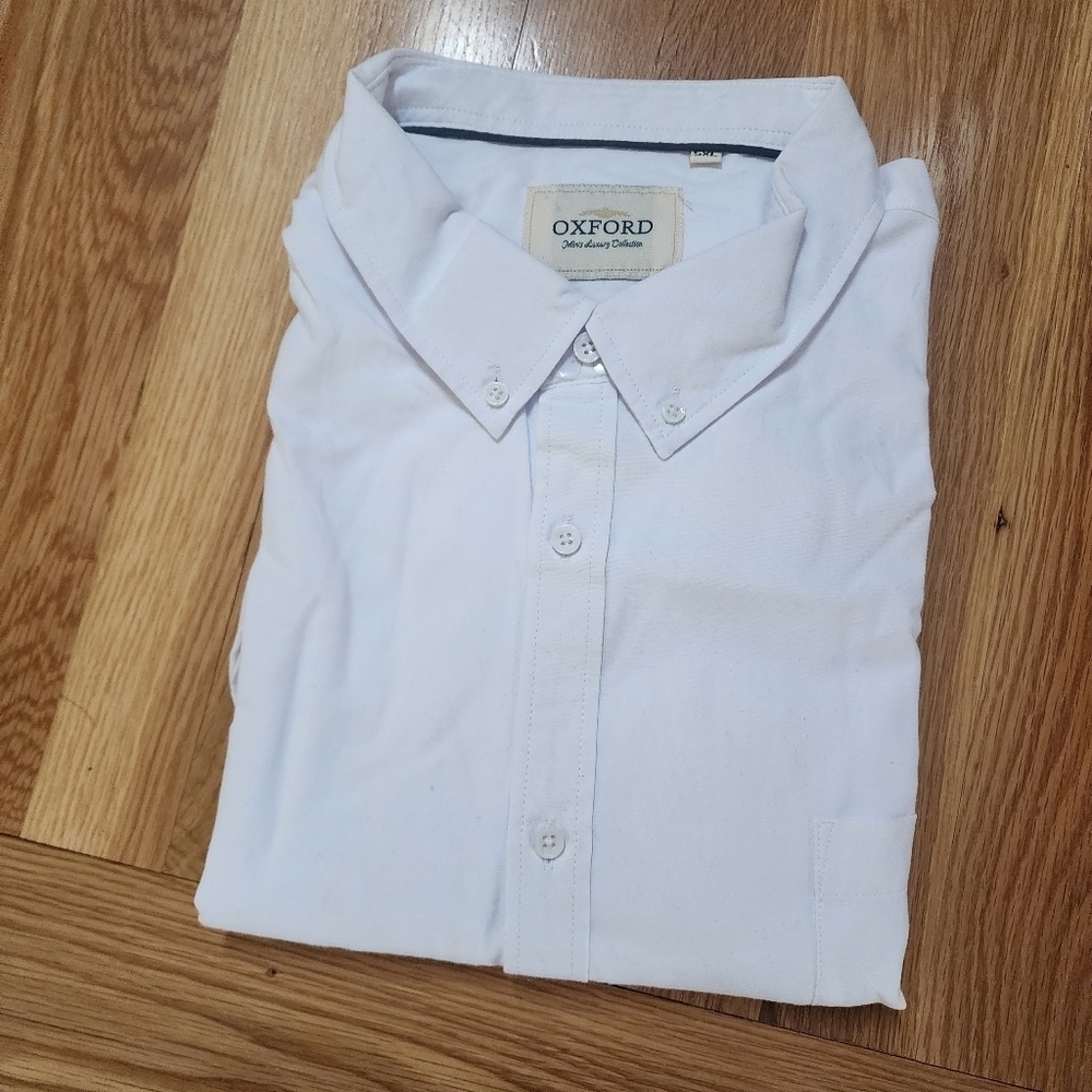Q2 - NWOT Oxford Men's Luxury Collection White 5XL Button-Up Shirt